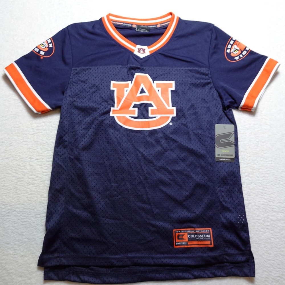 Colosseum Auburn Tigers Football Jersey Youth Large Navy Blue Orange COJF40844